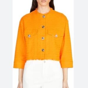 Sisley Orange Blazer Cropped Tailored Jacket